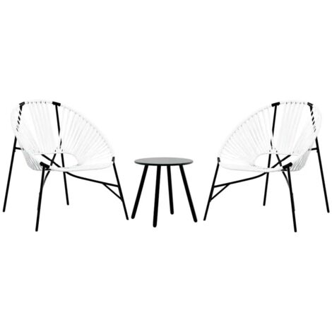 vidaXL Set di Sedie da Giardino 3 pz in Polyrattan Bianco e Nero