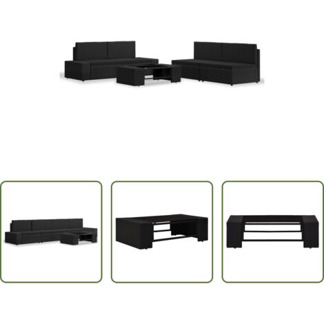 vidaXL Set di sedute da giardino - Set Divani da Giardino 5 pz in Polyrattan Nero