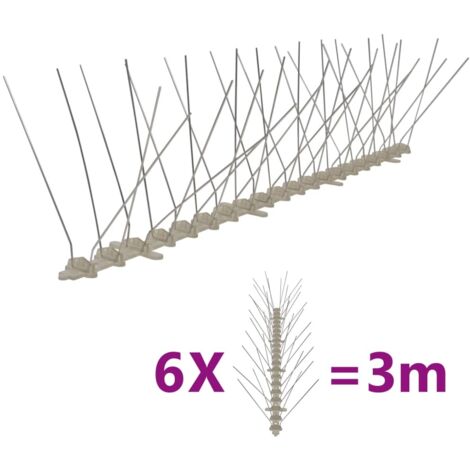 vidaXL Set Dissuasori per Uccelli e Piccioni 6 pz 4 File 3 m