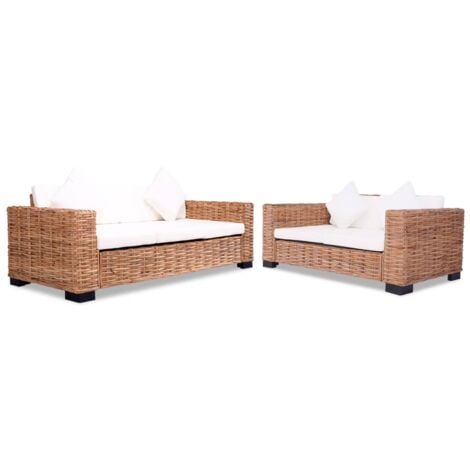 vidaXL Set Divani 15 pz in Rattan Naturale