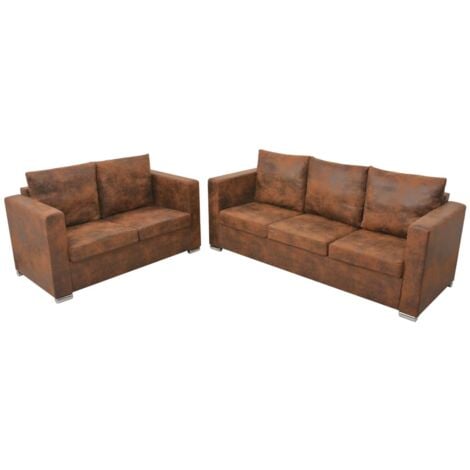 vidaXL Set Divani 2 pz in Pelle Scamosciata Artificiale