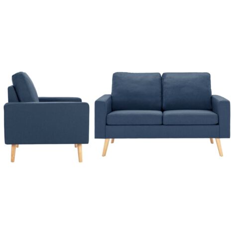 vidaXL Set Divani 2 pz in Tessuto Blu