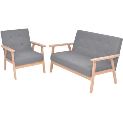 vidaXL Set Divani 2 pz in Tessuto Grigio Chiaro