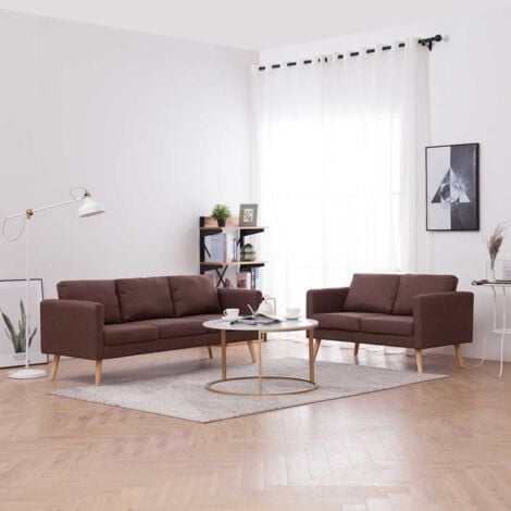 vidaXL Set Divani 2 pz in Tessuto Marrone