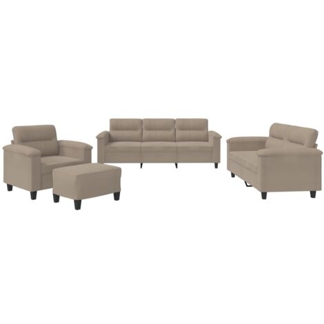 vidaXL Set Divani 4 pz con Cuscini Tortora in Tessuto Microfibra