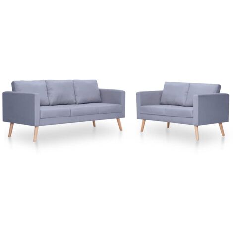 vidaXL Set Divani a 2 e a 3 Posti in Tessuto Grigio Chiaro