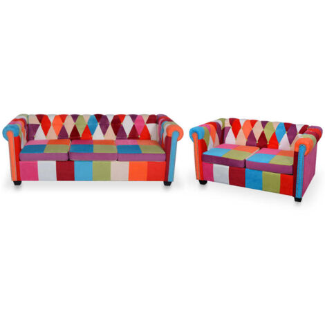 vidaXL Set Divani Chesterfield 2 pz in Tessuto