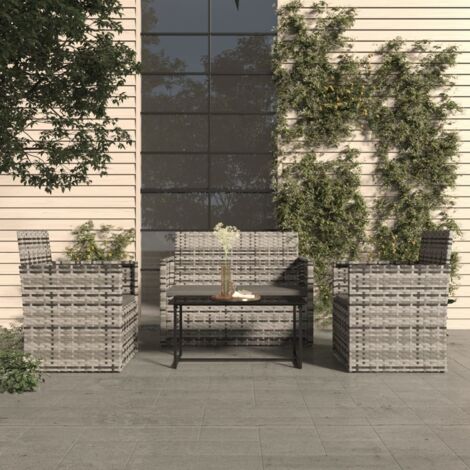 vidaXL Set Divani da Esterno 4 pz con Cuscini in Polyrattan