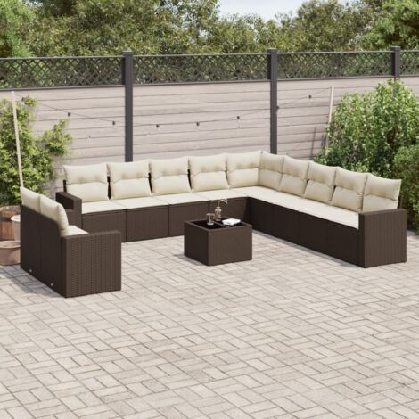 vidaXL Set Divani da Giardino 12 pz con Cuscini Marrone in Polyrattan