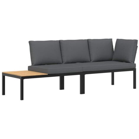 vidaXL Set Divani da Giardino 2 pz con Cuscini in Alluminio Nero