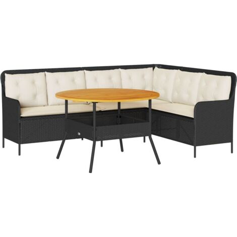 vidaXL Set Divani da Giardino 2 pz con Cuscini in Polyrattan Nero