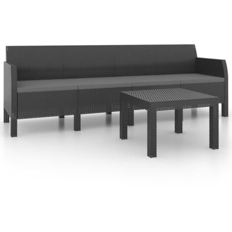 vidaXL Set Divani da Giardino 2 pz con Cuscini in Rattan PP Antracite