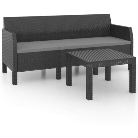 vidaXL Set Divani da Giardino 2 pz con Cuscini in Rattan PP Antracite