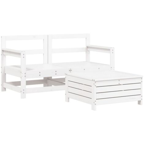 vidaXL Set Divani da Giardino 3 pz Bianco in Legno Massello di Pino