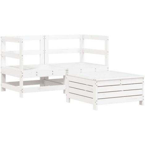 vidaXL Set Divani da Giardino 3 pz Bianco in Legno Massello di Pino