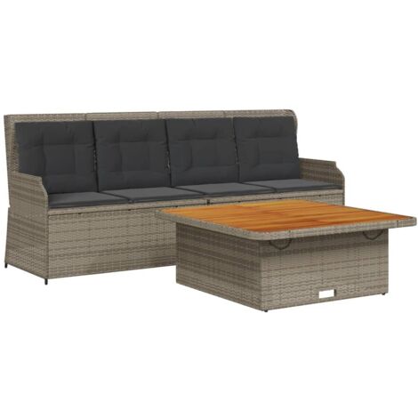 vidaXL Set Divani da Giardino 3 pz con Cuscini Grigio in Polyrattan