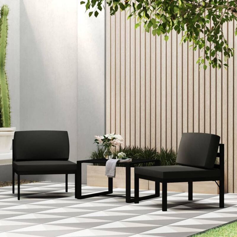 3 pz Set Divani da Giardino, Salotti da Giardino con Cuscini in Alluminio Antracite Vidaxl