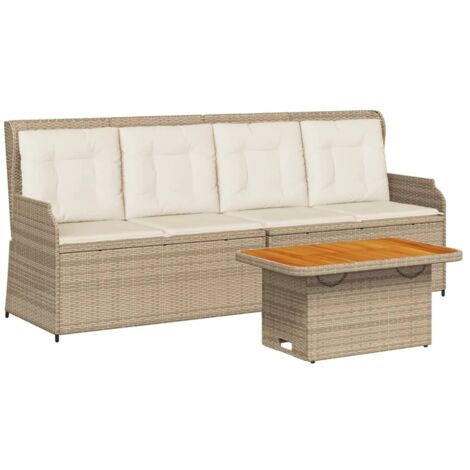 vidaXL Set Divani da Giardino 3 pz con Cuscini in Polyrattan Beige