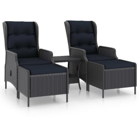 vidaXL Set Divani da Giardino 3 pz con Cuscini Polyrattan Grigio Scuro