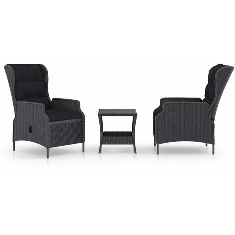 vidaXL Set Divani da Giardino 3 pz con Cuscini Polyrattan Grigio Scuro