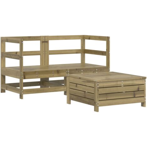 vidaXL Set Divani da Giardino 3 pz in Legno Impregnato di Pino