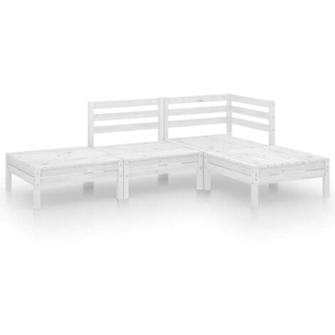 vidaXL Set Divani da Giardino 4 pz Bianco in Legno Massello di Pino