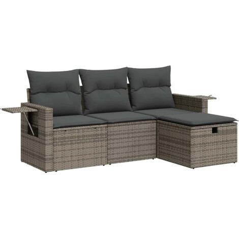 vidaXL Set Divani da Giardino 4 pz con Cuscini in Polyrattan