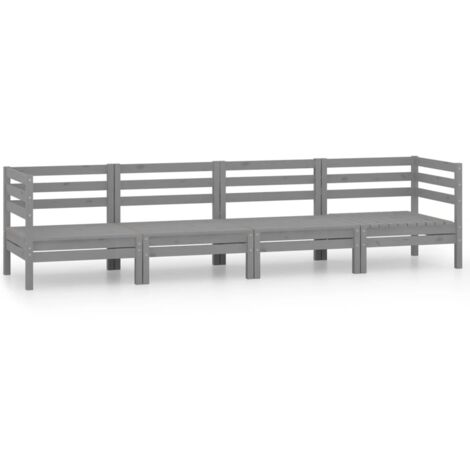 vidaXL Set Divani da Giardino 4 pz Grigio in Legno Massello di Pino