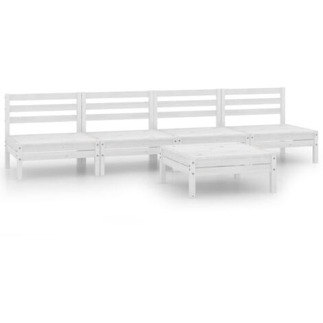 vidaXL Set Divani da Giardino 5 pz Bianco in Legno Massello di Pino