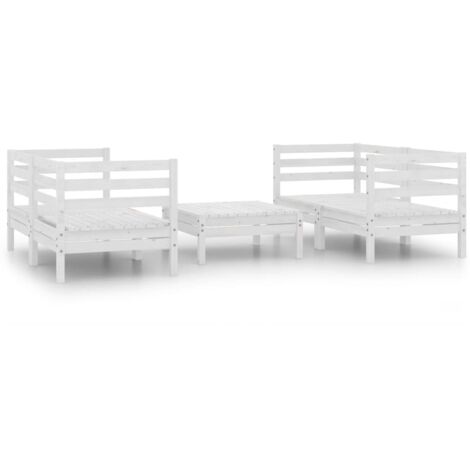 vidaXL Set Divani da Giardino 5 pz Bianco in Legno Massello di Pino