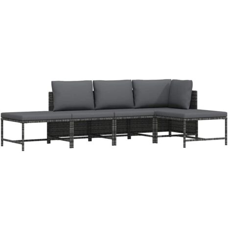 vidaXL Set Divani da Giardino 5 pz con Cuscini in Polyrattan