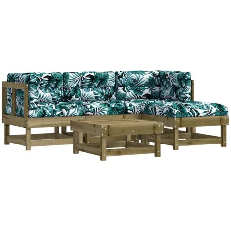 vidaXL Set Divani da Giardino 5pz con Cuscini Legno Impregnato di Pino