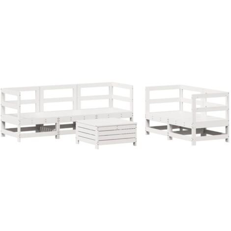 vidaXL Set Divani da Giardino 6 pz Bianco in Legno Massello di Pino