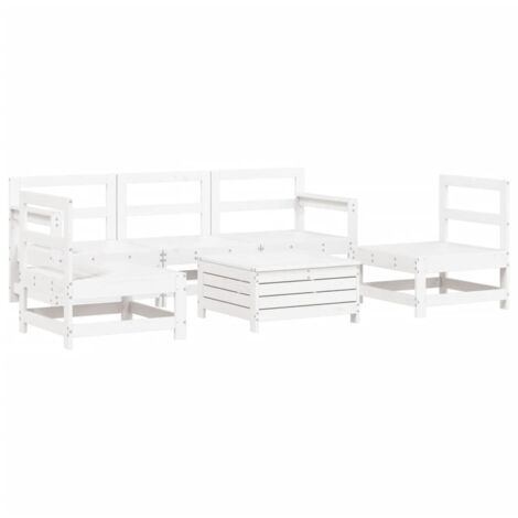 vidaXL Set Divani da Giardino 6 pz Bianco in Legno Massello di Pino