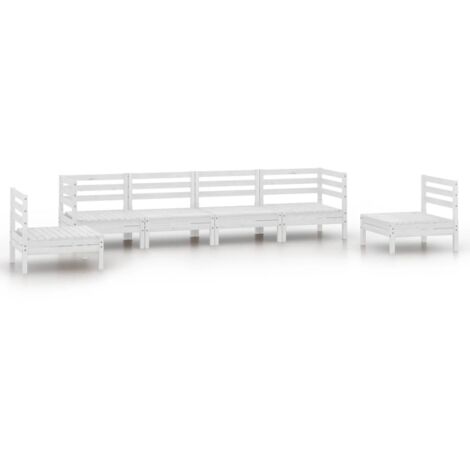 vidaXL Set Divani da Giardino 6 pz Bianco in Legno Massello di Pino