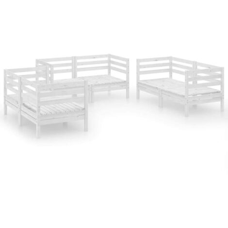 vidaXL Set Divani da Giardino 6 pz Bianco in Legno Massello di Pino