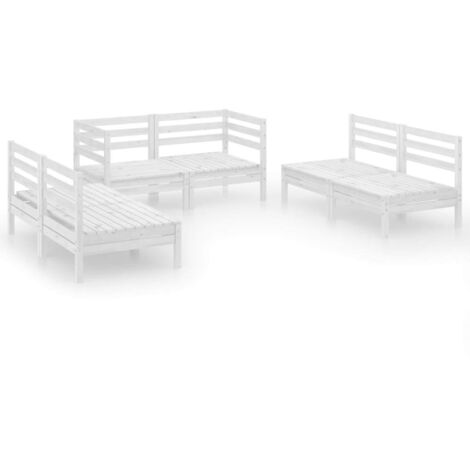 vidaXL Set Divani da Giardino 6 pz Bianco in Legno Massello di Pino