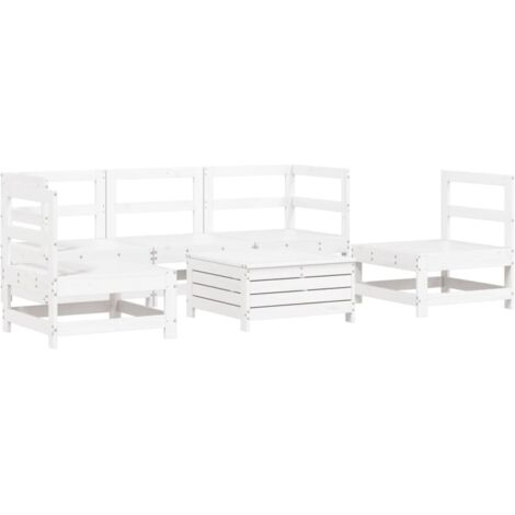 vidaXL Set Divani da Giardino 6 pz Bianco in Legno Massello di Pino