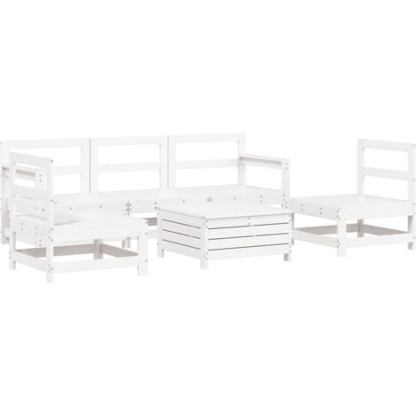 vidaXL Set Divani da Giardino 6 pz Bianco in Legno Massello di Pino
