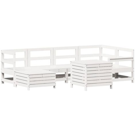 vidaXL Set Divani da Giardino 7 pz Bianco in Legno Massello di Pino