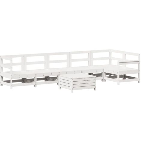 vidaXL Set Divani da Giardino 7 pz Bianco in Legno Massello di Pino