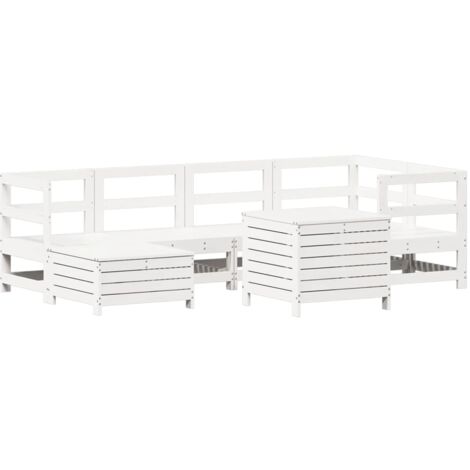 vidaXL Set Divani da Giardino 7 pz Bianco in Legno Massello di Pino