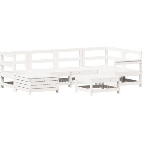 vidaXL Set Divani da Giardino 7 pz Bianco in Legno Massello di Pino