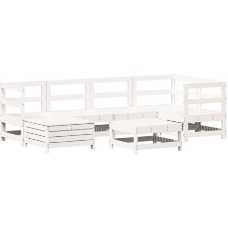 vidaXL Set Divani da Giardino 7 pz Bianco in Legno Massello di Pino
