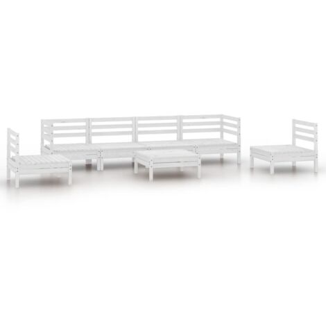 vidaXL Set Divani da Giardino 7 pz Bianco in Legno Massello di Pino