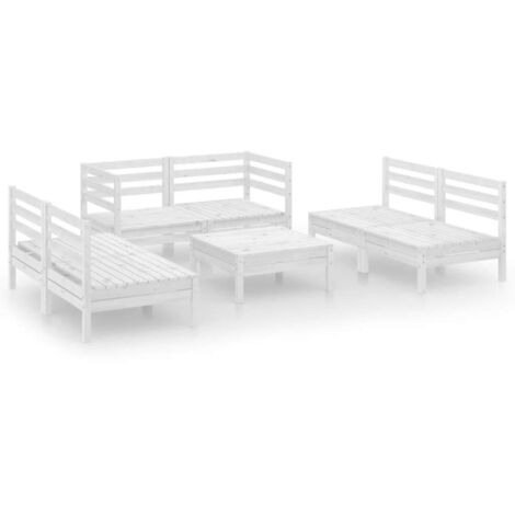 vidaXL Set Divani da Giardino 7 pz Bianco in Legno Massello di Pino