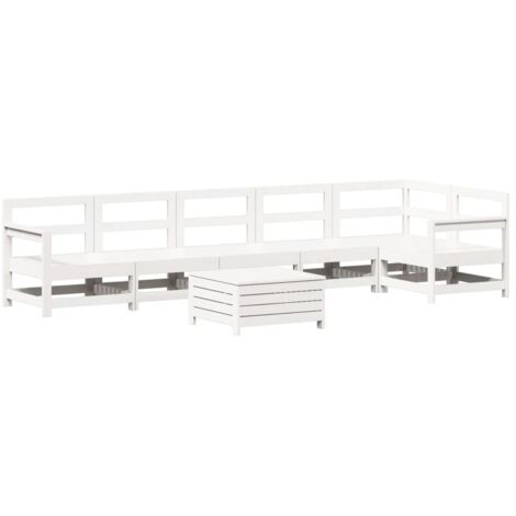 vidaXL Set Divani da Giardino 7 pz Bianco in Legno Massello di Pino