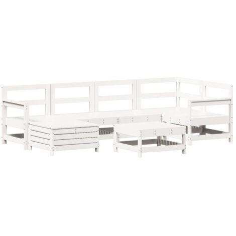 vidaXL Set Divani da Giardino 7 pz Bianco in Legno Massello di Pino
