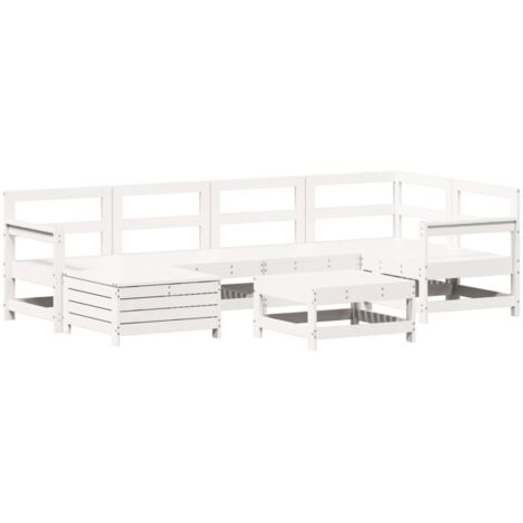 vidaXL Set Divani da Giardino 7 pz Bianco in Legno Massello di Pino
