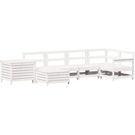 vidaXL Set Divani da Giardino 7 pz Bianco in Legno Massello di Pino